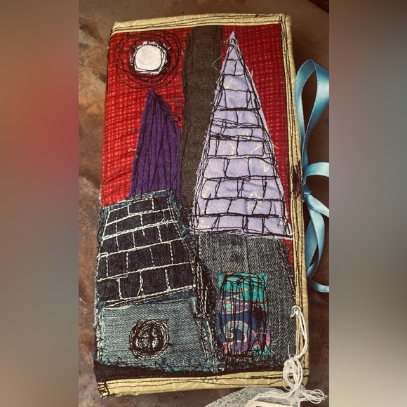 OOAK Junk journal undecorated handmade scrapbook whimsical houses scrap fabric - Picture 4 of 4